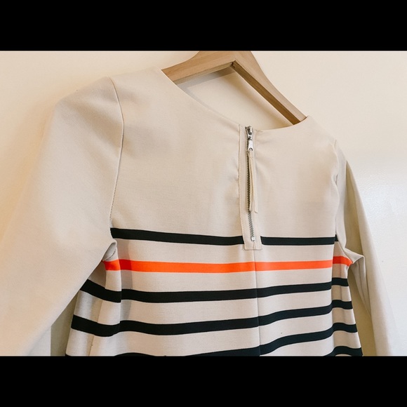 Striped Shift Dress / white / black / orange - Picture 3 of 5